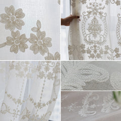 Noelle White Lace Flower Light Filtering Custom Curtain Noelle White Lace Flower Light Filtering Custom Curtain