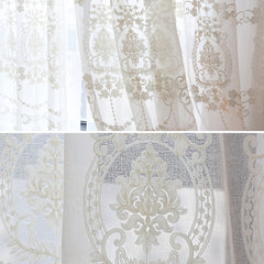 Noelle White Lace Flower Light Filtering Custom Curtain Noelle White Lace Flower Light Filtering Custom Curtain