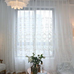 Noelle White Lace Flower Light Filtering Custom Curtain Noelle White Lace Flower Light Filtering Custom Curtain