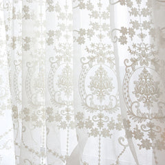 Noelle White Lace Flower Light Filtering Custom Curtain Noelle White Lace Flower Light Filtering Custom Curtain