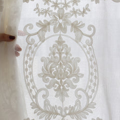 Noelle White Lace Flower Light Filtering Custom Curtain Noelle White Lace Flower Light Filtering Custom Curtain
