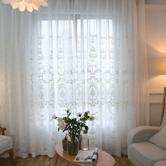 Noelle White Lace Flower Light Filtering Custom Curtain Noelle White Lace Flower Light Filtering Custom Curtain