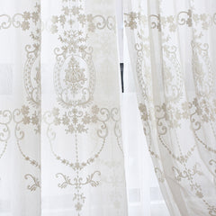 Noelle White Lace Flower Light Filtering Custom Curtain Noelle White Lace Flower Light Filtering Custom Curtain