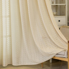 Paige Cream Embossed Geometric Custom Sheer Curtain Paige Cream Embossed Geometric Custom Sheer Curtain