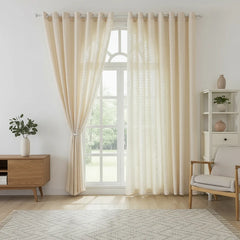 Paige Cream Embossed Geometric Custom Sheer Curtain Paige Cream Embossed Geometric Custom Sheer Curtain