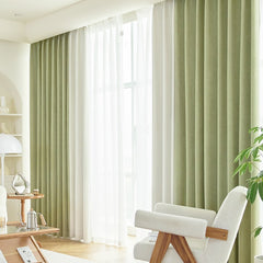 Poppy Sage Green & Cream Color-Blocking Blackout Curtain Poppy Sage Green & Cream Color-Blocking Blackout Curtain