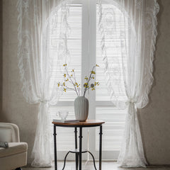 Rebekah Airy Lace White Sheer Custom Curtain Embroidered Rebekah Airy Lace White Sheer Custom Curtain Embroidered