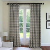 Cortina Personalizada Remy Cinzento às Riscas Gingham com Escurecimento para Quarto