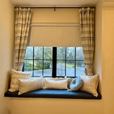 Cortina Personalizada Remy Cinzento às Riscas Gingham com Escurecimento para Quarto