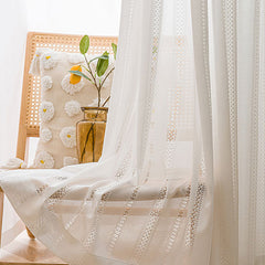 Rosalyn Lace Hollow White Light Filtering Custom Curtain Rosalyn Lace Hollow White Light Filtering Custom Curtain