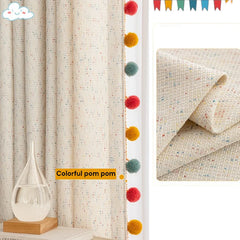 Cortina personalizada Sylvie Chenille Jacquard con pompones confeti Cortina personalizada Sylvie Chenille Jacquard con pompones confeti