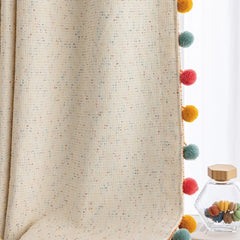 Cortina personalizada Sylvie Chenille Jacquard con pompones confeti Cortina personalizada Sylvie Chenille Jacquard con pompones confeti