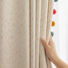 Cortina personalizada Sylvie Chenille Jacquard con pompones confeti Cortina personalizada Sylvie Chenille Jacquard con pompones confeti