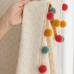 Cortina personalizada Sylvie Chenille Jacquard con pompones confeti Cortina personalizada Sylvie Chenille Jacquard con pompones confeti