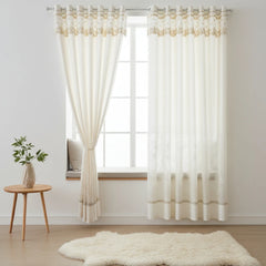 Vicki Shabby White Blossom Lace Custom Sheer Curtain Vicki Shabby White Blossom Lace Custom Sheer Curtain