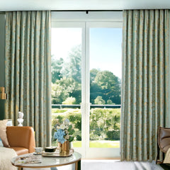 Zara Velvet Embossing Green Blackout Thermal Custom Curtain Zara Velvet Embossing Green Blackout Thermal Custom Curtain