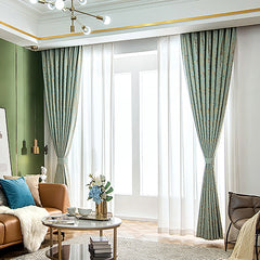 Zara Velvet Embossing Green Blackout Thermal Custom Curtain Zara Velvet Embossing Green Blackout Thermal Custom Curtain