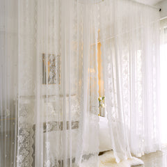 Lara Airy Gauze White Sheer Custom Curtain Embroidered Lara Airy Gauze White Sheer Custom Curtain Embroidered