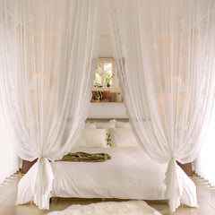 Lara Airy Gauze White Sheer Custom Curtain Embroidered Lara Airy Gauze White Sheer Custom Curtain Embroidered