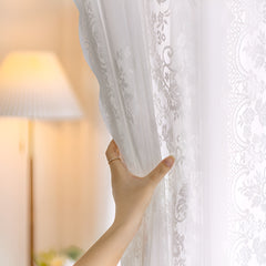 Lara Airy Gauze White Sheer Custom Curtain Embroidered Lara Airy Gauze White Sheer Custom Curtain Embroidered
