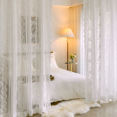 Lara Airy Gauze White Sheer Custom Curtain Embroidered Lara Airy Gauze White Sheer Custom Curtain Embroidered