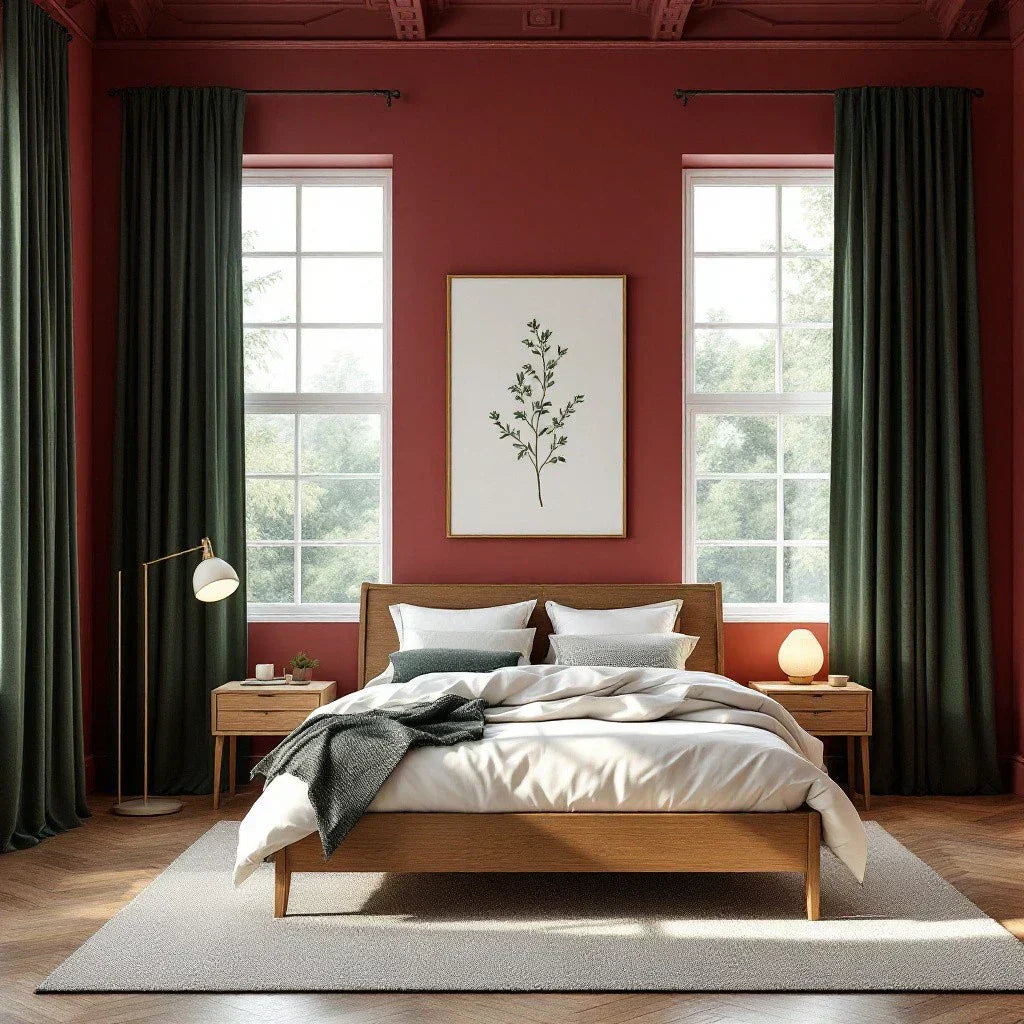 curtains colors go with red wall guide
