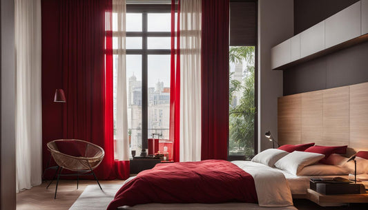 What color curtains go with red wall?