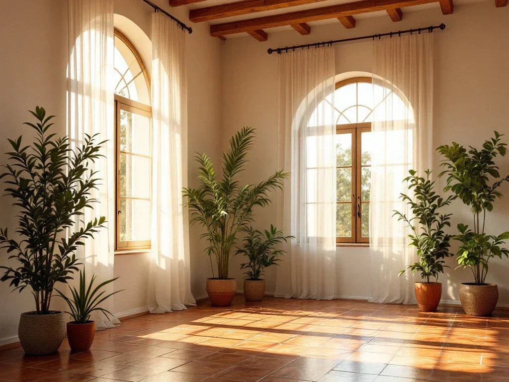 mediterranean-sheer-curtains-living-room