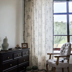 Adalee Linen Floral Ivory Sheer Custom Curtain & Drape