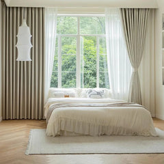 Rideau sur mesure Ainsley minimaliste beige occultant noir
