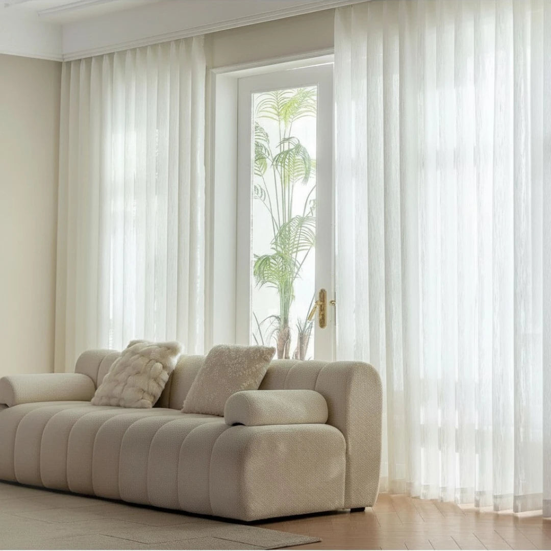 Shimmer Soft Glow Stripe Custom Sheer Curtain