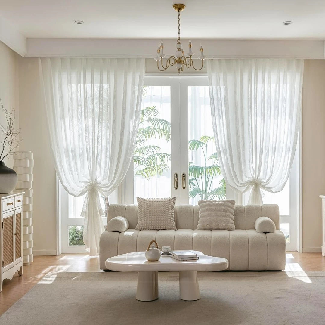 Shimmer Soft Glow Stripe Custom Sheer Curtain