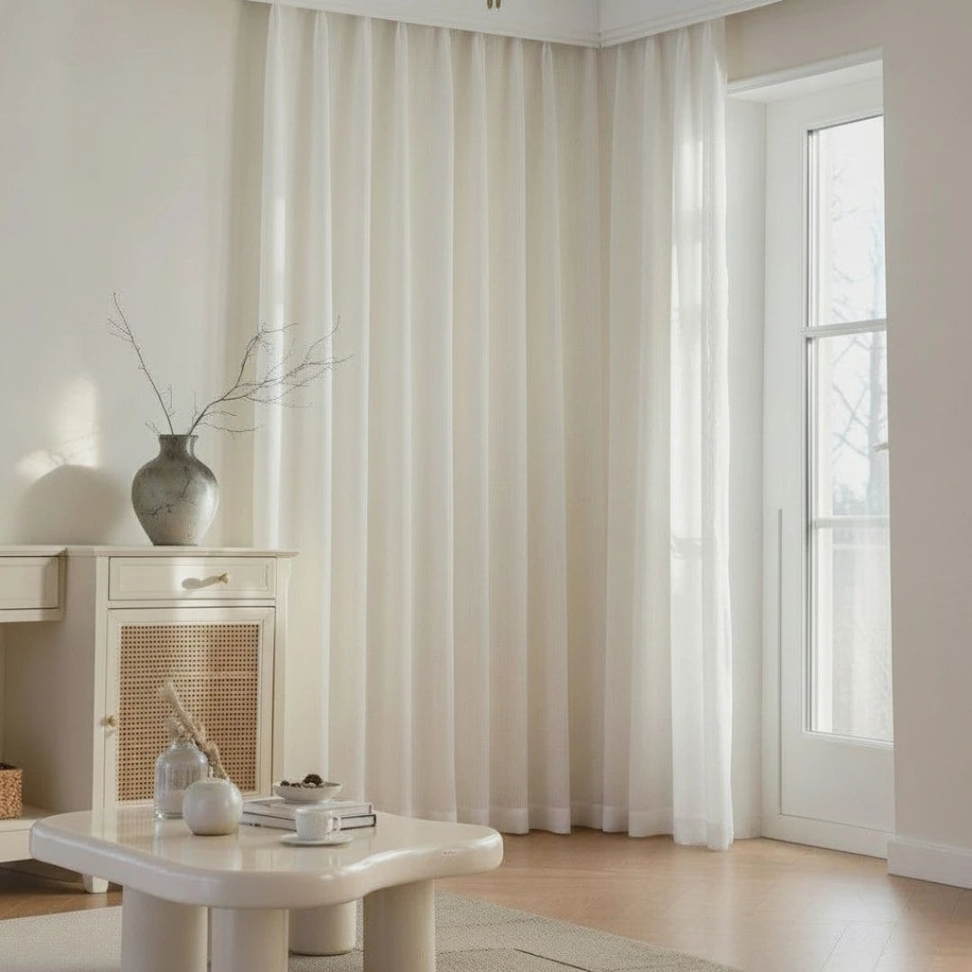  Shimmer Soft Glow Stripe Custom Sheer Curtain