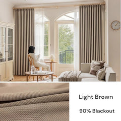 Amalia Cotton Linen Japandi Textured Room Darkening Curtain