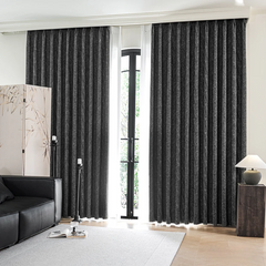 Amber Black Herringbone Jacquard Blackout Custom Curtain