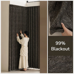 Amber Black Herringbone Jacquard Blackout Custom Curtain