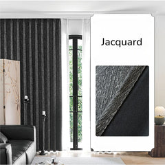 Amber Black Herringbone Jacquard Blackout Custom Curtain