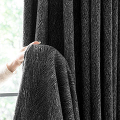 Amber Black Herringbone Jacquard Blackout Custom Curtain