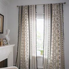Anika Boho White Light Filtering Custom Tasseled Curtain