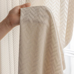 Anita Cozy Beige Jacquard Chevron Custom Sheer Curtain