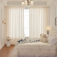 Anita Cozy Beige Jacquard Chevron Custom Sheer Curtain