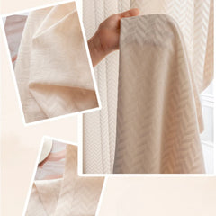Anita Cozy Beige Jacquard Chevron Custom Sheer Curtain