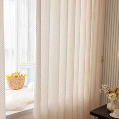 Anita Cozy Beige Jacquard Chevron Custom Sheer Curtain
