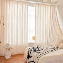 Anita Cozy Beige Jacquard Chevron Custom Sheer Curtain