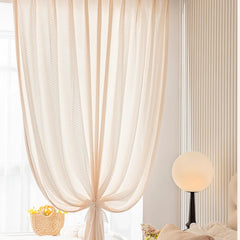 Anita Cozy Beige Jacquard Chevron Custom Sheer Curtain