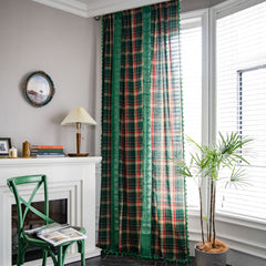 Araya grün lichtfilternder Boho-Vorhang mit Quasten