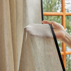 Ardyn Built-In Valance Black-Trim Linen Custom Sheer Curtain