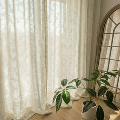 Tenda filtrante su misura in lino jacquard floreale Arlet