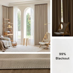 Astrid Beige 100% Blackout 7-Layer Custom Curtain