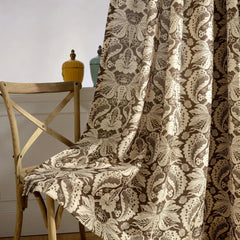 Aubrie Victoria Damask Brown Room Darkening Custom Curtain